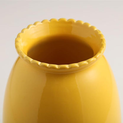 hjn Yellow Flower Vase- Ceramic Vase for Decor, Decor vase for Flowers, Modern Vases for Living Room/Home Decor Accents/Entryway/Mantel/Bookshel-Yellow