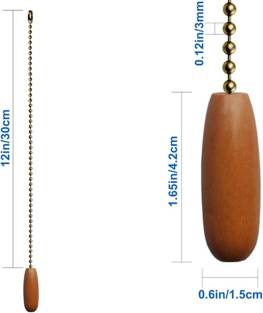 10 Pack 12-inch Ceiling Fan Pull Chain, Beaded Ball Chains Wooden Decorative Pendant Extension Chains for Ceiling Light Lamp Fan Chain(Bronze)