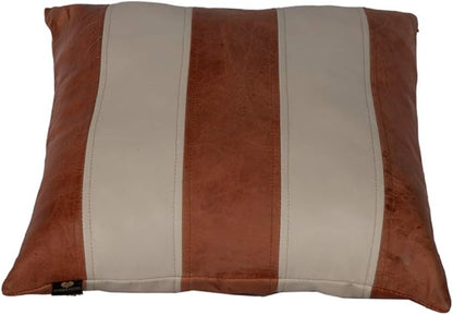 Lambskin Leather Pillow Cover - Sofa Cushion Case - Decorative Throw Covers for Living Room & Bedroom, 18x18 Inches - Tan and Beige Pack of 2