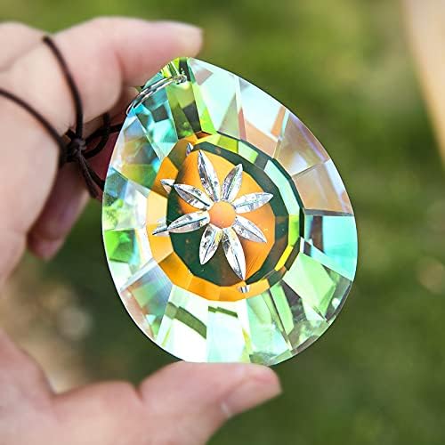 H&D HYALINE & DORA Crystal Rainbow Sun Catcher Hang for Window Glass Drop Pendant Lamp Chandelier Lamp Prisms, 76mm