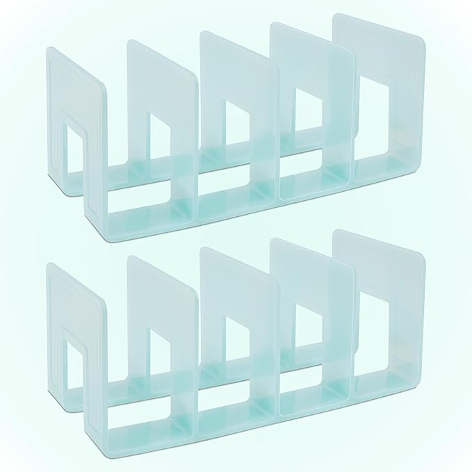 BAYTORY 2Pcs Acrylic File Holder Purse Organizer, Sturdy Desktop File Sorter Organizer, Binder Shelf for Office Desk Kitchen Shelf Closet (Green)
