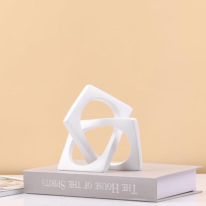 DOVDOV Geometric Cube White Knot Decorations, Geometric Sculptures, Modern Home Decorations for Home Decor Accents, Dining Tables, on Shelves, Consoles, entryway Tabletop centrepieces