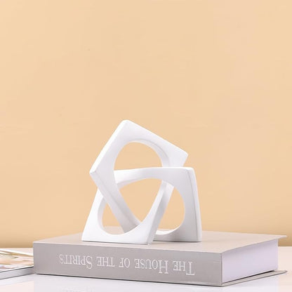 DOVDOV Geometric Cube White Knot Decorations, Geometric Sculptures, Modern Home Decorations for Home Decor Accents, Dining Tables, on Shelves, Consoles, entryway Tabletop centrepieces