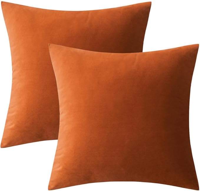 MIULEE Velvet Throw Pillow Covers 12x20 Inch, Pack of 2 - Orange, Soft Solid Lumbar Decorative Pillow Covers Modern Luxury Home Decor for Chair Couch Sofa Bedroom Livingroom