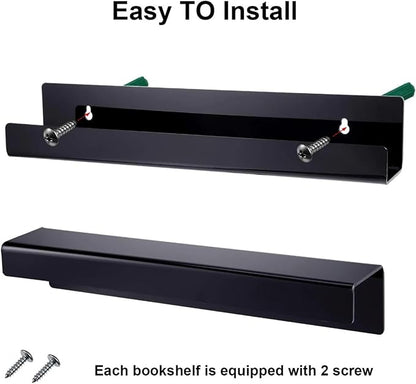 Blulu 8 Packs 14 Inch Acrylic Floating Shelf Wall Mounted Invisible Acrylic Shelf Ledge Floating Bookshelf for Living Room Office Bedroom Bathroom Kitchen Decoration Space Save (Black)