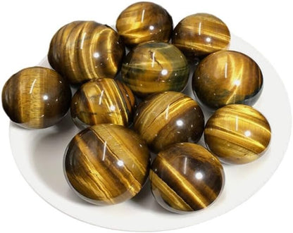 Natural Tiger's Eye Healing Crystal Gemstone Sphere Ball for Reiki Balancing Meditation Energy Home and Office Decoration (5-5.5cm, Tiger's Eye)