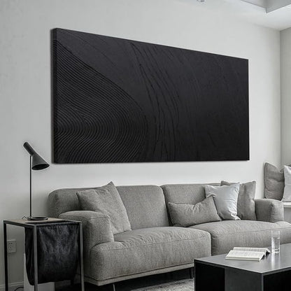 Canvas Wall Art Decor Modern Textured Wall Art Decor Canvas Art Wall Decor Black Silence Wall Painting Decorations Artwork Wall Art Prints for Room Living Room Bedroom Office Decor 24"X48"