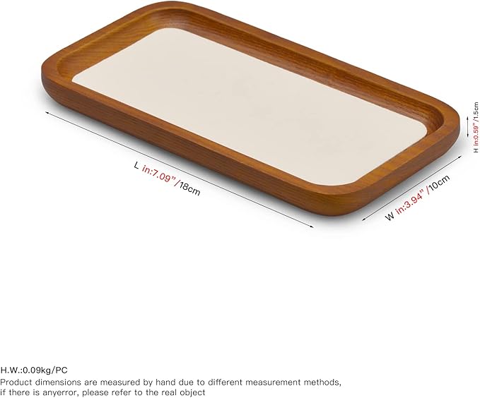 Oirlv Solid Wood Jewelry Display Tray Small Jewelry Tray Rings Earrings Bracelets Necklace Holder Organizer (Rectangle, Creamy-white)