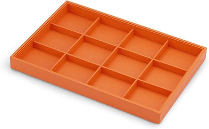 Oirlv Luxury Leather Jewelry Tray Orange Stackable Jewelry Drawer Organizer Trays Bracelets Bangles Watches Storage