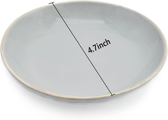 HANKOR 4.75" Ceramic Jewelry Tray, Small Ring Dish Holder Trinket Tray, Catch All Trays for Ring Earring Necklace Key, Christmas Gifts for Women Girls, Gray