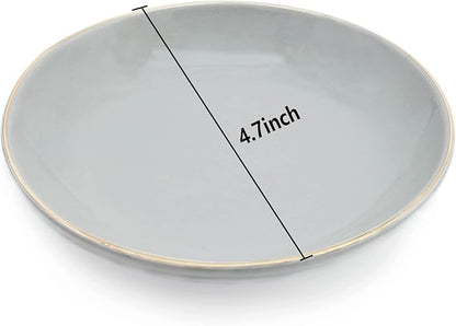 HANKOR 4.75" Ceramic Jewelry Tray, Small Ring Dish Holder Trinket Tray, Catch All Trays for Ring Earring Necklace Key, Christmas Gifts for Women Girls, Gray