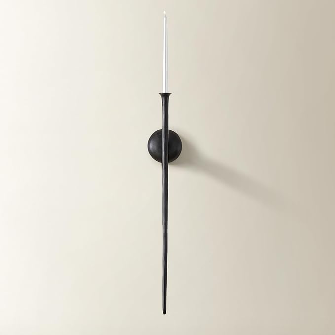 Z Gallerie One Piece Aspar Wall Sconce Long Candle Holder in Black Finish, Retro Chic Wall Decor for Living Room,Vintage Candle Wall Sconce with Timeless Appeal(Candles not Included)