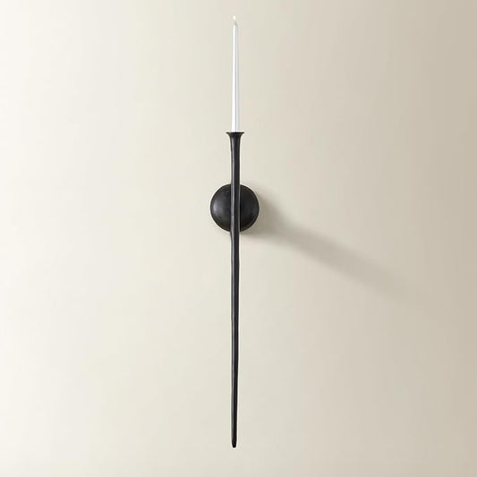Z Gallerie One Piece Aspar Wall Sconce Long Candle Holder in Black Finish, Retro Chic Wall Decor for Living Room,Vintage Candle Wall Sconce with Timeless Appeal(Candles not Included)