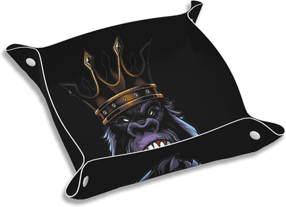 Valet Tray Gifts for Men Husband Boyfriend Boys – Catchall Bedside Vanity Tray, Nightstand Caddy Leather Holder for Keys, Wallet, Coins, Trinkets & Jewelry The Fiery Gorilla King 027