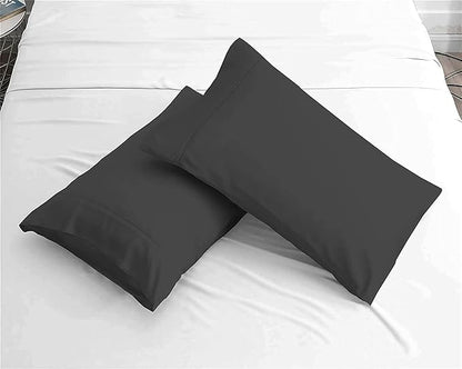 Upgrade Your Bedding Experience with The Made of 100% Cotton Pillow Cases 2 Pack Queen Pillowcases 20" x 30" Size fits Queen Pillows. Envelope Closure Black