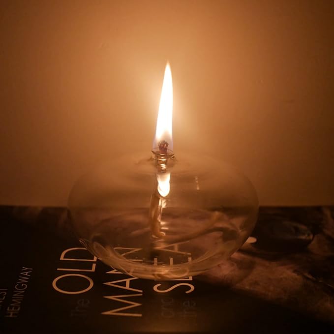 Refillable Liquid Petite Oil lamp - Sturdy Borosillicate Glass Oil Candle (Oval)