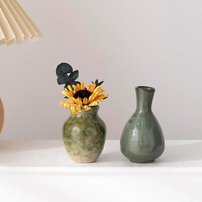 Set of 5 Ceramic Bud Vase - Home Decor Dried Flower Arrangement Small Vase, Gradient Glaze Design, Home, Living Room, Dining Table, Farmhouse, Office Decor, Bedroom, Dining Table, Kitchen Shelf