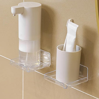 Saycker 2 Pack Clear Acrylic Floating Shelves, Wall Mounted, No Drill, Space Saving, Transparent, Secure Mounting, Easy Installation, Cable Management, Bathroom Office Home
