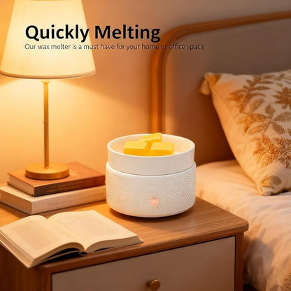 Wax Melts Candle Warmer Burner - Ceramic Fragrance Wax Warmer 3-in-1 Essential Oil Burner Electric Scented Fragrance Candle Melter for Scented Wax Tart Cube Aromatherapy Home Office Bedroom Gifts