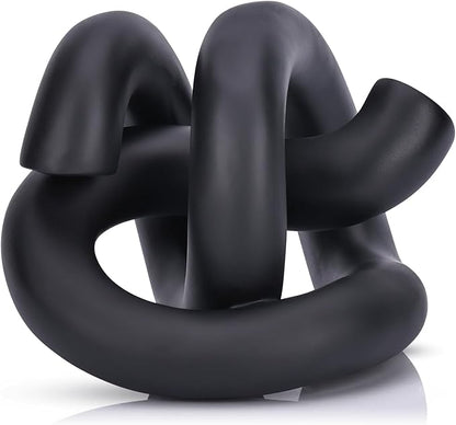 LCCCK Funky Abstract Black Knot Knick Knacks - Black Accent Decor for Coffee Table & Tv Stand, Modern Geometric Sculpture Scandinavian Minimalist Home Statue Decorative Objects Entryway Bookcase Book