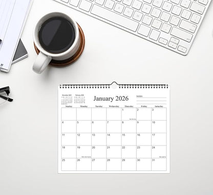 Small Wall Calendar 2026 - Mini Calendar 2026-2027 from January 2026 - June 2027, 18 Months Little Calendar with Premium Paper, 6" x 8", Black