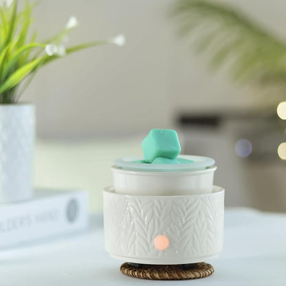 EQUSUPRO Wax Melt Warmer for Scented Wax - with 1 pc Silicone Dish Candle Wax Warmer Ceramic 3-in-1 Electric Wax Burner Fragrance Wax Melter for Home Office Bedroom Gift & Decor