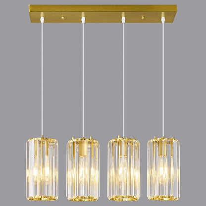 Gold Pendant Lighting Modern Pendant Light, Mini Crystal Chandeliers,Adjustable Pendant Light Fixture for Kitchen Island Dinning Room Corridor Bedroom(Gold 4-Light)