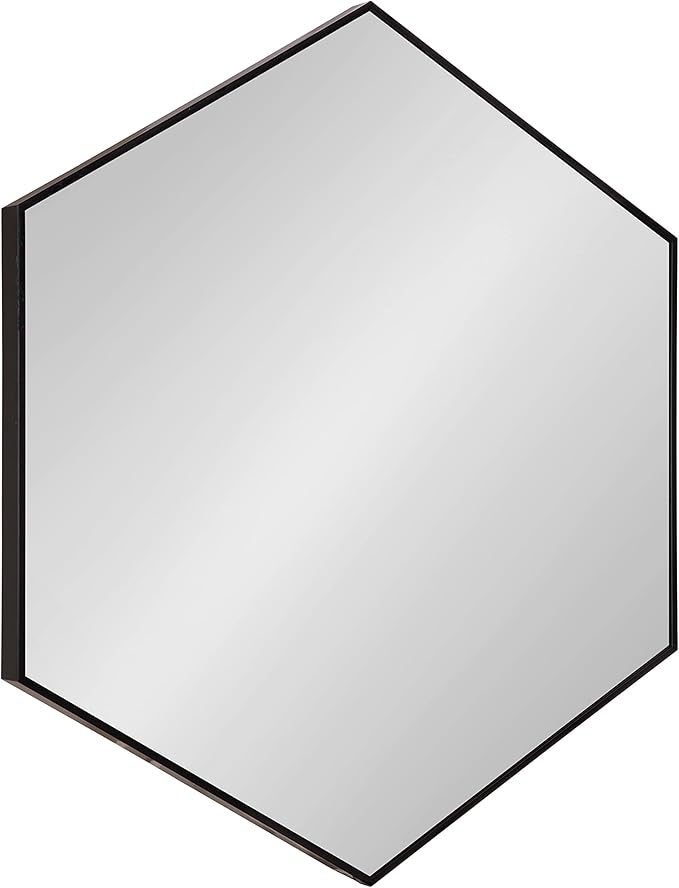 Kate and Laurel Rhodes 6-Sided Hexagon Wall Mirror, 30.75x34.75 Black