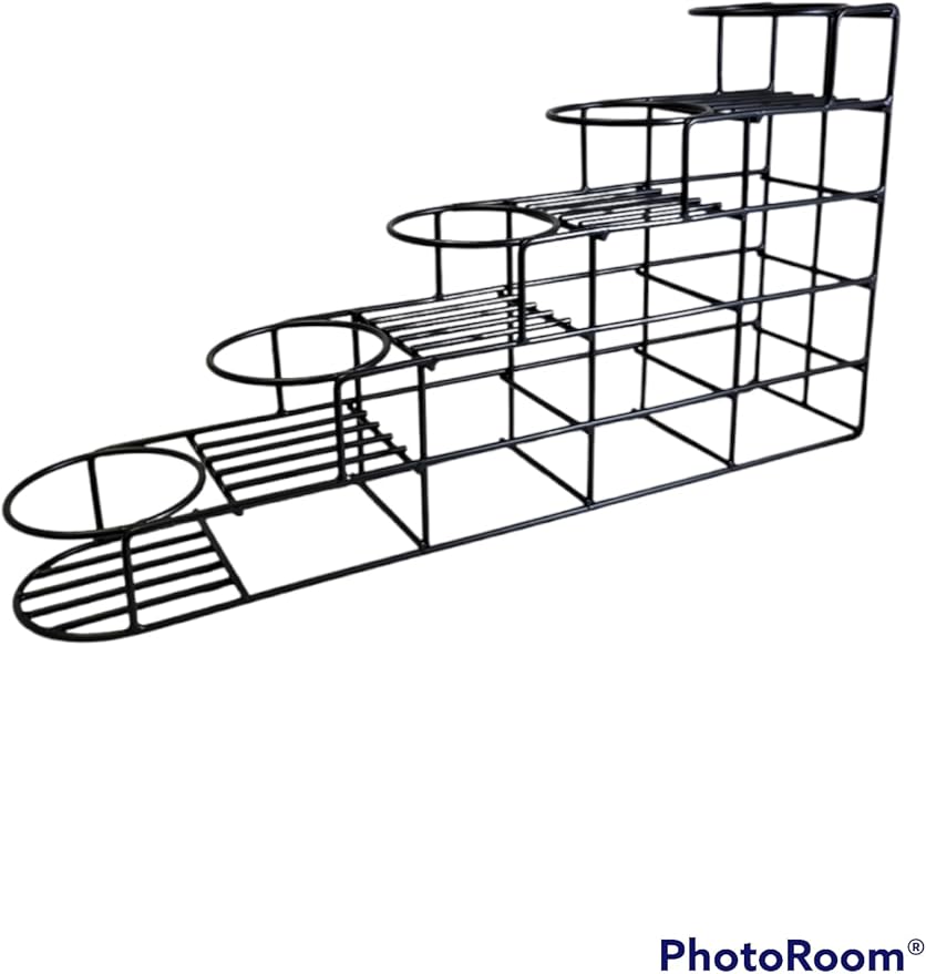 Rattleware Black 5-Bottle Wire Rack - Space-Saving, Durable & Stylish Organizer for Home & Kitchen Essentials (19″ x 4″ x 10″ - 1 Pc)