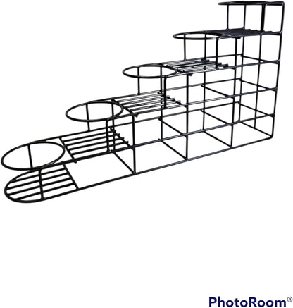 Rattleware Black 5-Bottle Wire Rack - Space-Saving, Durable & Stylish Organizer for Home & Kitchen Essentials (19″ x 4″ x 10″ - 1 Pc)