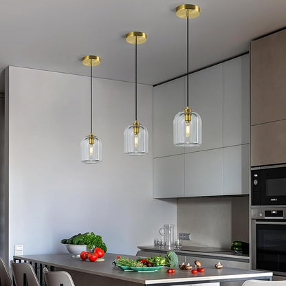 Modern Gold Pendant Lights Kitchen Island Ceiling Chandelier Indoor Crystal Hanging Light Fixtures for Dining Room Kitchen Living Room Bedroom（2Pack）