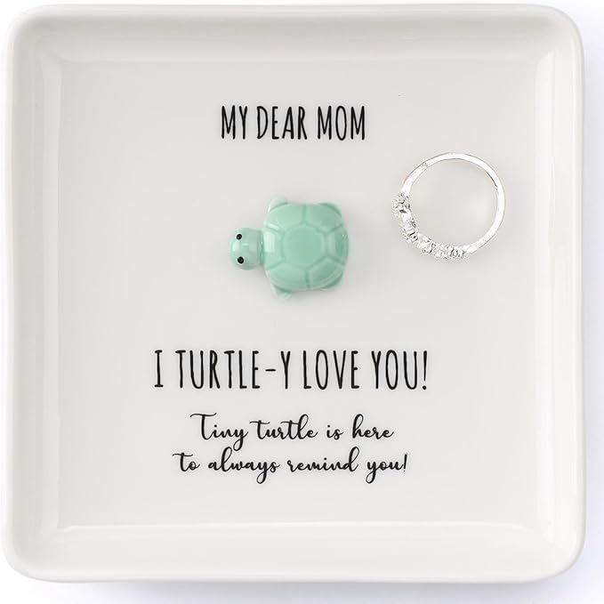 HOME SMILE Turtle Jewelry Dish Tray-Mom Gifts from Daughter Son,Birthday Mothers Day Gifts for Mom Mother Mama Presents,I Turtley Love You Gifts