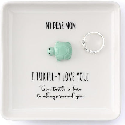 HOME SMILE Turtle Jewelry Dish Tray-Mom Gifts from Daughter Son,Birthday Mothers Day Gifts for Mom Mother Mama Presents,I Turtley Love You Gifts