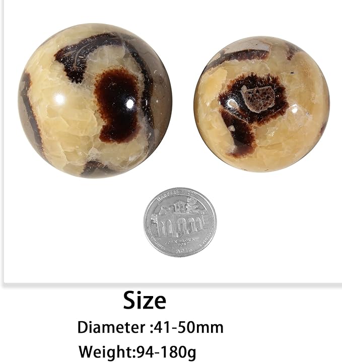 Nupuyai Natural Septarian Dragon Crystal Ball with Wooden Stand Healing Stone Sphere for Divination Fengshui Meditation Home Office Decor