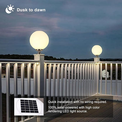 Solar Post Cap Lights, 15.7" Outdoor Fence Pedestal Globe Post Lamp Stainless Steel IP65 Waterproof External Column Lights, Vintage LED dimmable Pillar Lights for Farmhouse Lawn Road Driveway