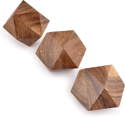 NIRMAN Acacia Wood Decorative Wood Ball for Centerpiece or Individual Use Ideal for Use in Living, Dining Room, Coffee Table Centerpiece Home Décor (3" x 3" x 3"), (Set of 3)