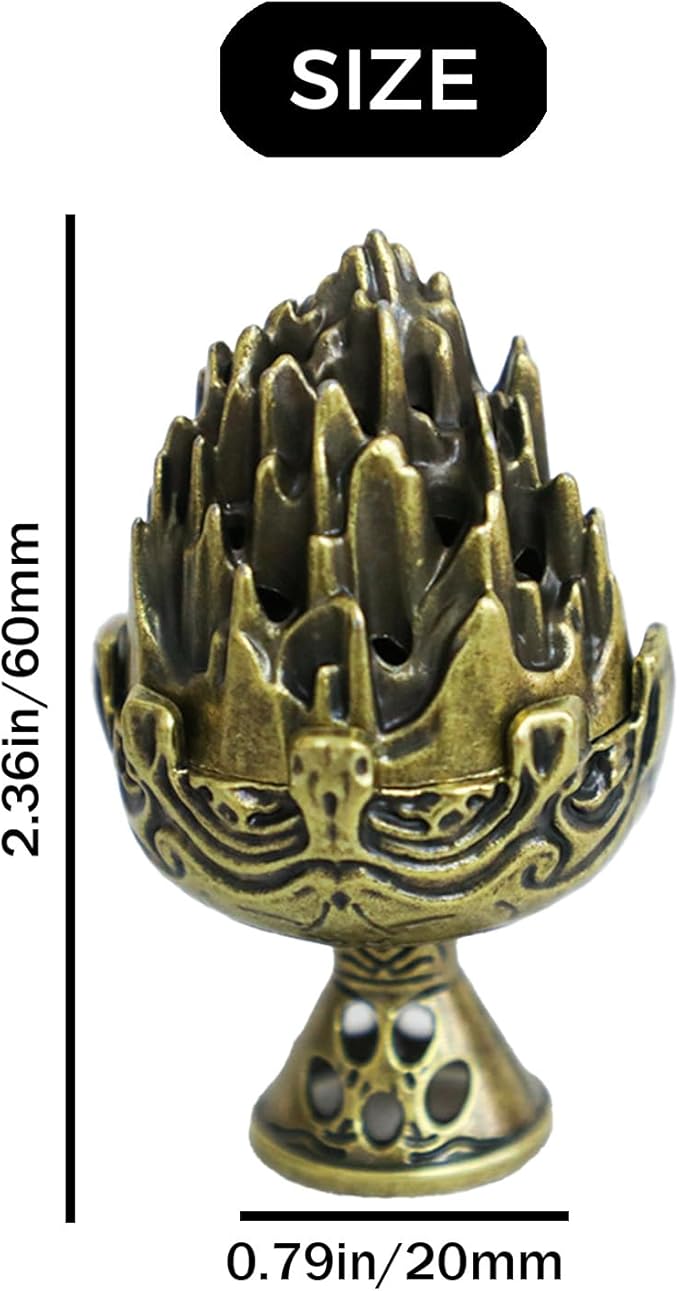 3 PCS Mini Brass Lotus Incense Holder, Small Flower Vintage Cone Incense Burner with Lid - Elegant Desktop Ash Catcher for Home, Office, Yoga, Meditation, Spa, Teahouse Decor (Bronze, 2.7×3cm)
