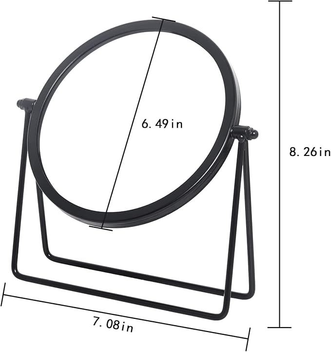 LONGSHENG - SINCE 2001 - Vintage Metal Cosmetic Mirror - Round Beauty Mirror - 6.49 inch for Dresser Vanity Table Desk - Black
