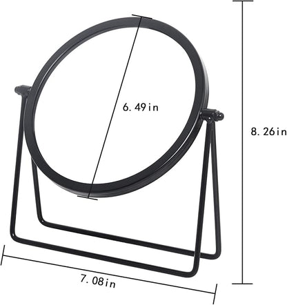 LONGSHENG - SINCE 2001 - Vintage Metal Cosmetic Mirror - Round Beauty Mirror - 6.49 inch for Dresser Vanity Table Desk - Black