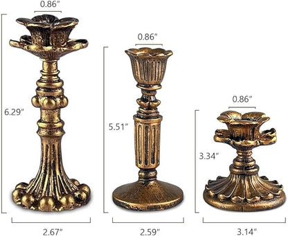 French Nostalgic Floral Resin Candle Holder Antique Bronze/Furniture Decoration/Retro Ornaments Candlestick (Bronze)