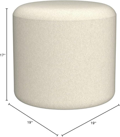 Lifestyle Solutions 19” Wentworth Ottoman Round Elegant Boucle Fabric, Stationary Ottomans, Backless Chair, Footrest for Living Room, Footstool Office, Bedroom, Padded Seat, Snow White Ivory