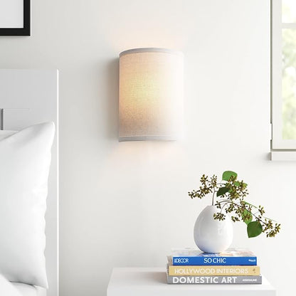 Wall Sconce Lighting Linen Fabric Decor, Industrial Vintage Night Light Wall Lamp Fixture with Fabric Shade for Bedroom Living Room Hallway Corridor