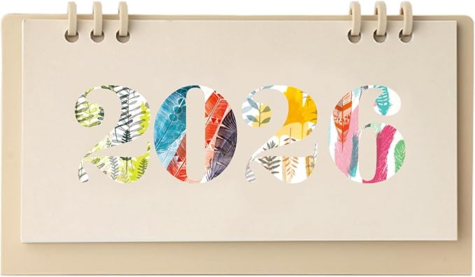 2026 Mini Desk Calendar Desktop Schedule Planner Calendar 6.9" x 3.7" - Khaki (Oct. 2025 to Dec. 2026)