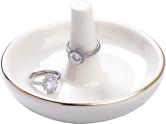 Wedding Ring Holder, Engagement Jewelry Dish With Stand, Ceramic Holder for Rings Earrings Necklace, Gift for Women, Birthday Mothers Day