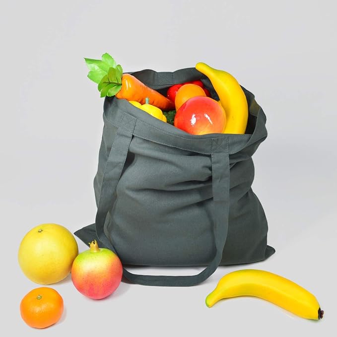 NPBAG 25 Pack 15'' X 16'' Grey Cotton Tote Bags, Lightweight Blank Bulk Cloth bags with 1pc of PTFE Teflon Sheet (M)
