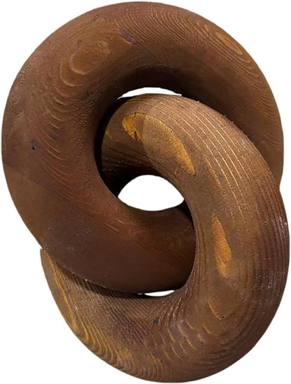 Wood Knot Décor-2 Link Wooden Chain Link Home Decor,Coffee Table Decor Book Shelf Decor Accents Art Decor Living Room Decor Items (Brown)