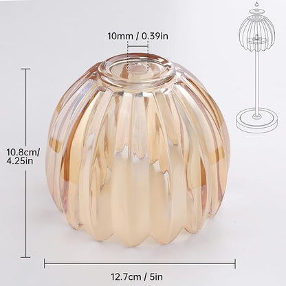 Tulip Lamp Shades Replacement, 5" Dia. * 4.25" H，0.394” Top Hole Light Amber Glass Sconce Shade Heavy and Thick for Table Lamp, 2 Pack