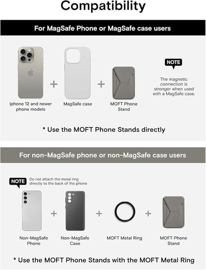 MOFT Magnetic Wallet Stand Compatible with iPhone 17/16/15/14/13/12 Series, Angle Adjustment & Magsafe Compatible MOVAS Phone Stand,Taupe