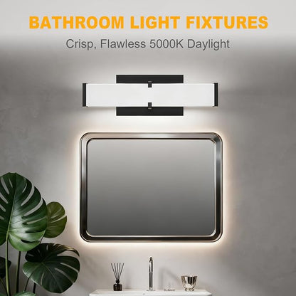 Bathroom Light Fixtures: 31.5 Inch ETL Certified LED Bathroom Vanity Light 5000K Cool White 36W 2500LM - Modern Black Vanity Light Dimmable with Clear Shade - Bathroom Lighting Fixtures Over Mirror