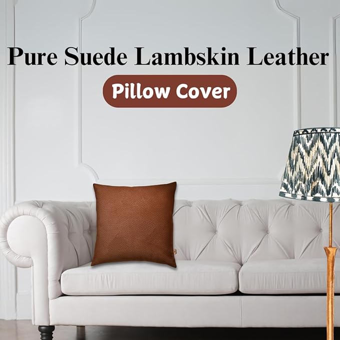 Star Sparkling Suede Leather Pillow Cover, Square Soft Metallic Throw Pillow Covers, Pillow Cases for Home Décor, Sofa, Couch Chair, Car (16x16 Inches, Sparkling Brown Pack of 2)